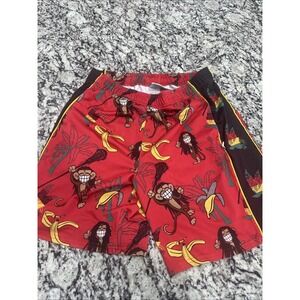 Flow Society Shorts Men's Small Red Rasta Monkey‎ Athletic Training Gym